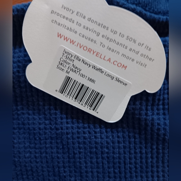 Ivory ella Snowflake Waffle Knit Long Sleeve Tee Shirt Various Sizes Navy Blue - Picture 4 of 7